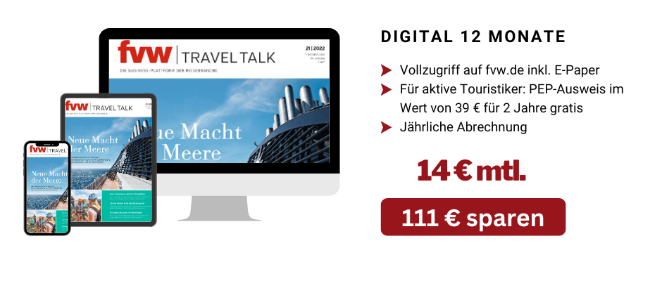 fvw|TravelTalk Digital: 12 Monate nur 168 €!